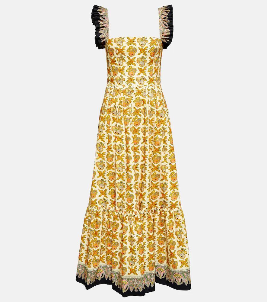 Printed cotton-blend poplin maxi dress