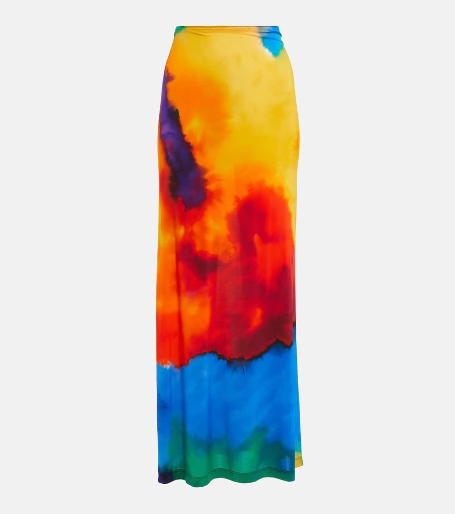 Printed high-rise maxi skirt