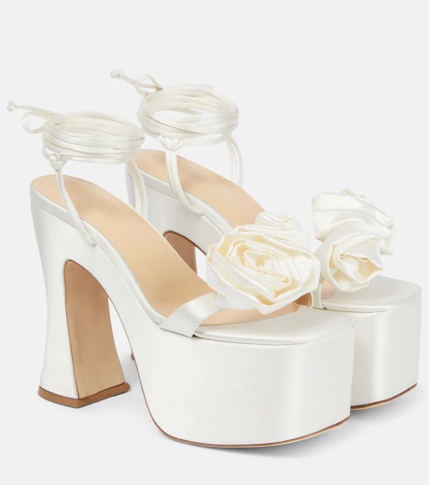 Rosette satin platform sandals