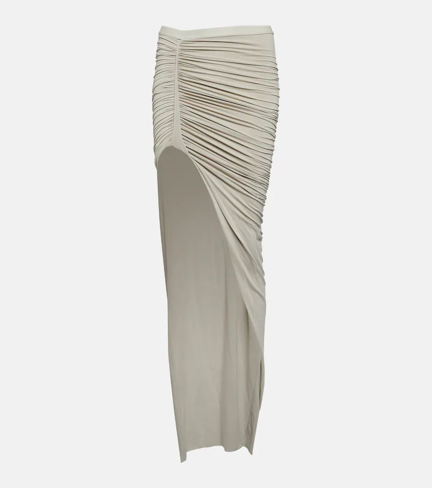 Ruched jersey maxi skirt