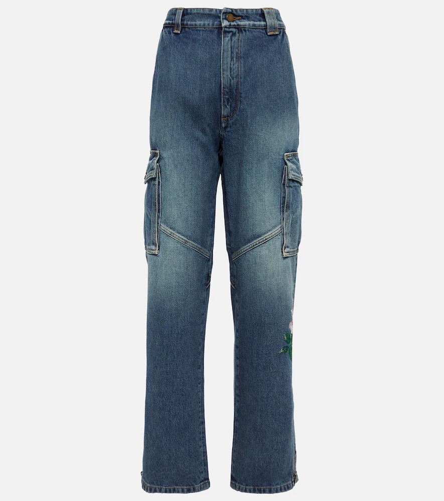 Sequin-embellished flared jeans
