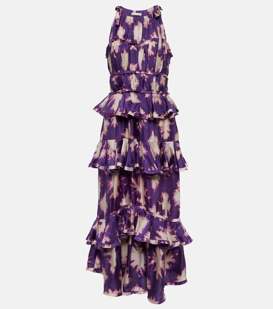 Serafina ruffled silk dress