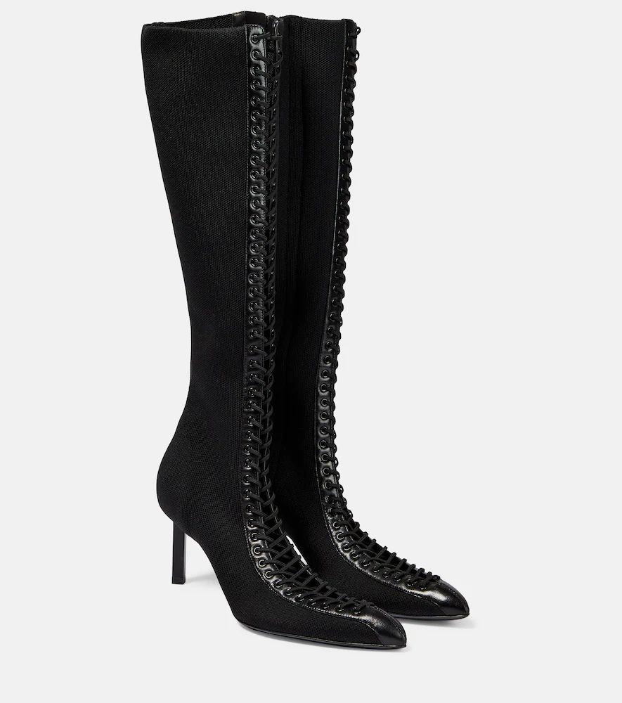 Show lace-up knee-high boots