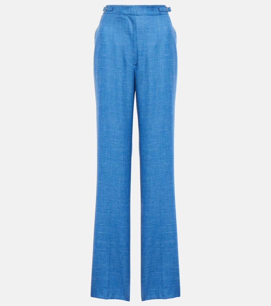 Straight wool, silk and linen pants