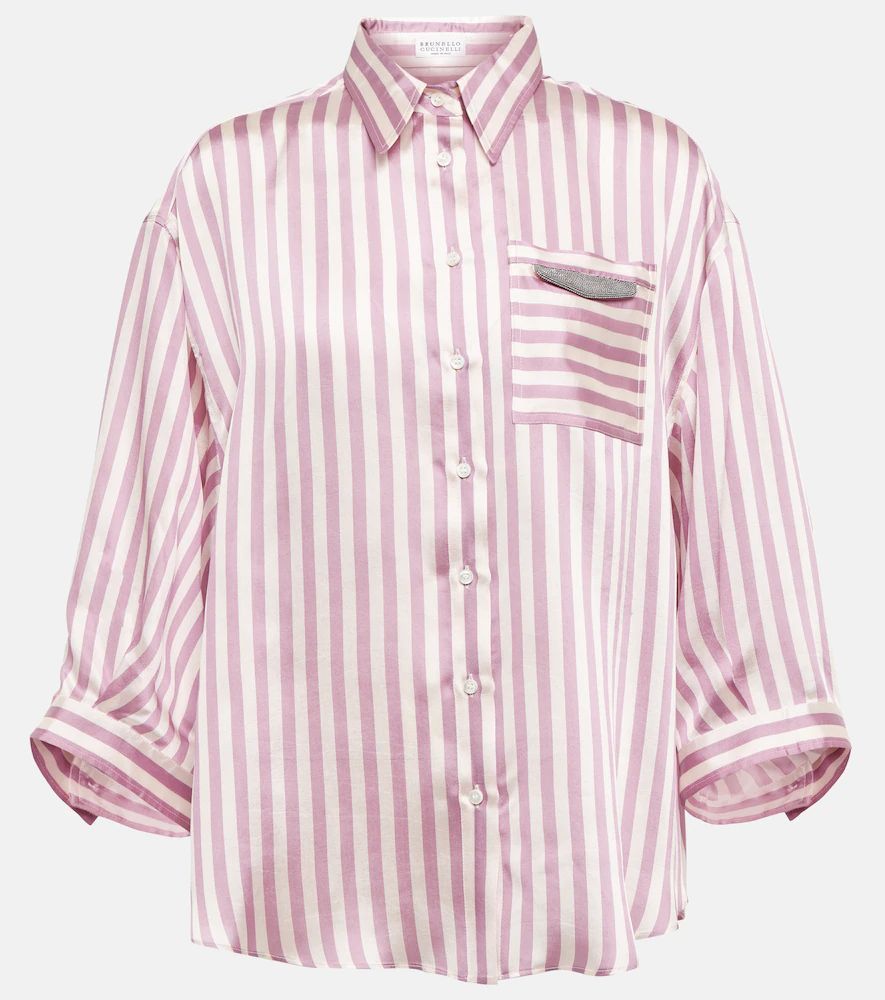 Striped silk blend shirt