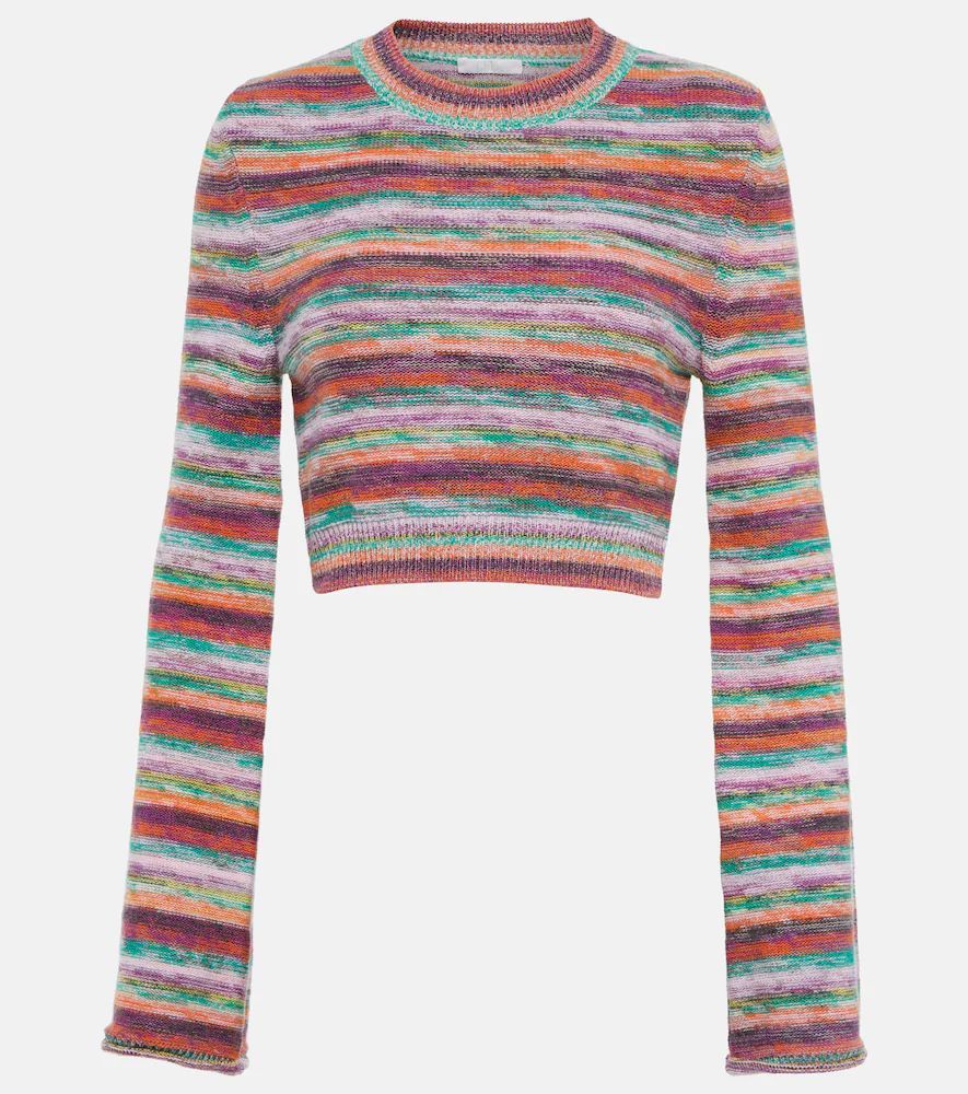 Striped wool and cashmere top