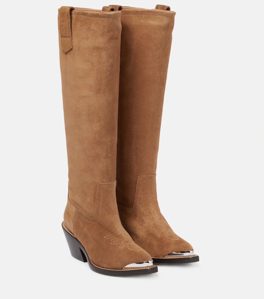Suede knee-high cowboy boots