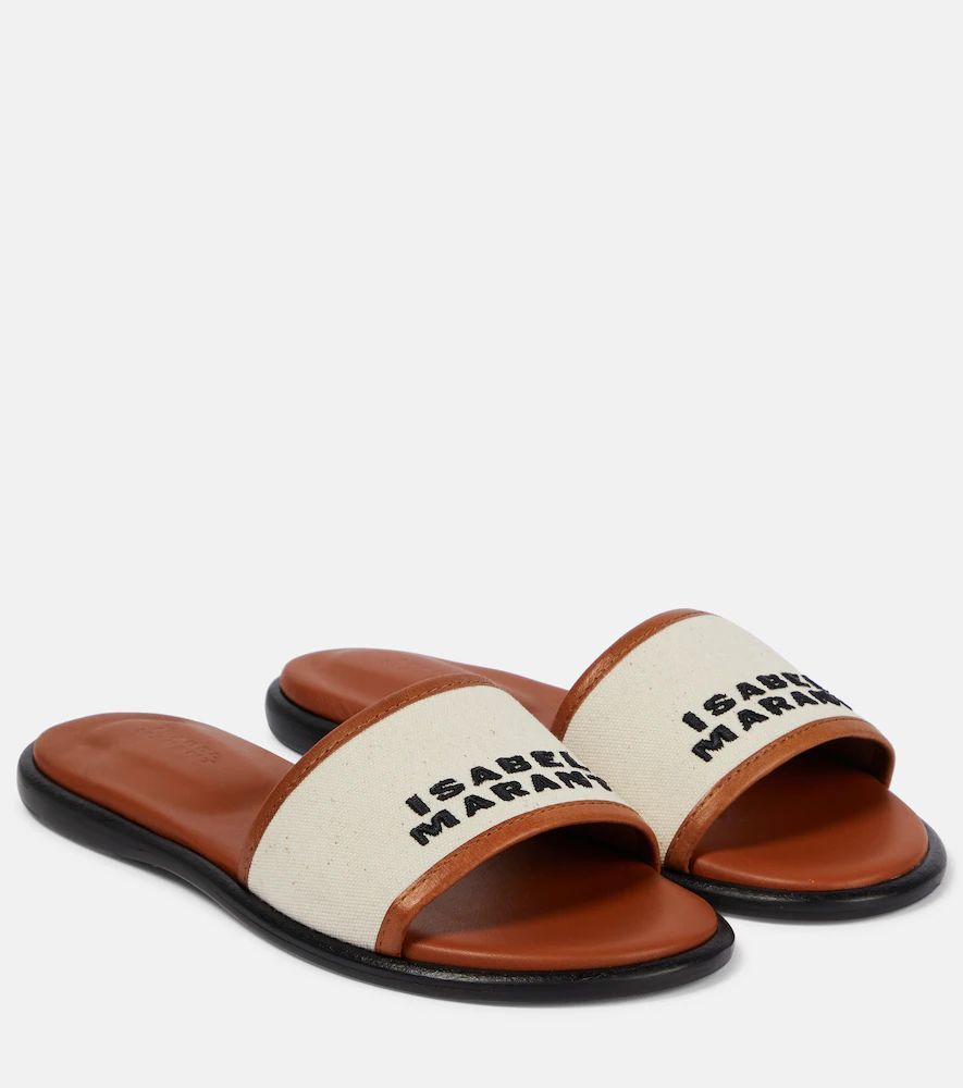 Vikee leather-trimmed canvas sandals