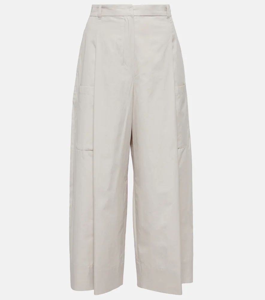 Wide-leg cotton poplin pants