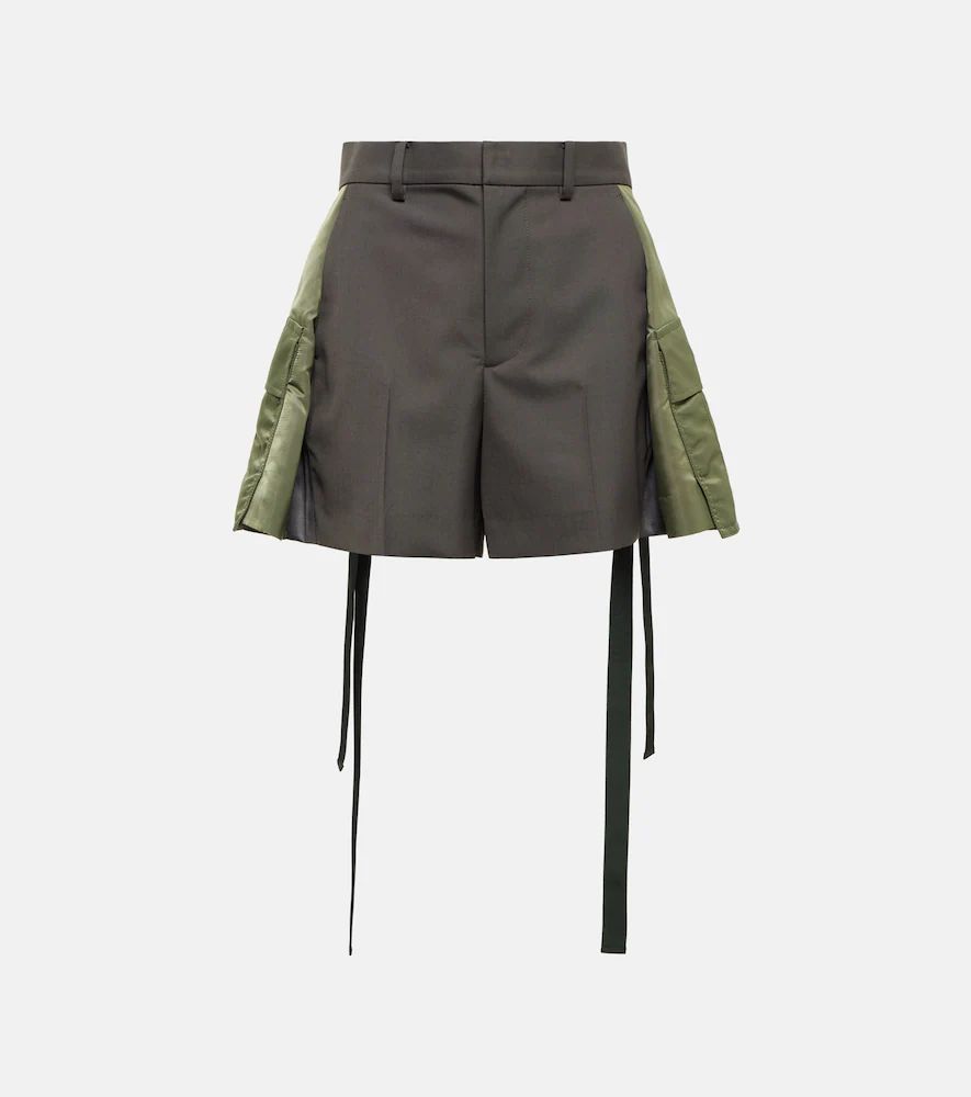 Wool-blend and twill shorts