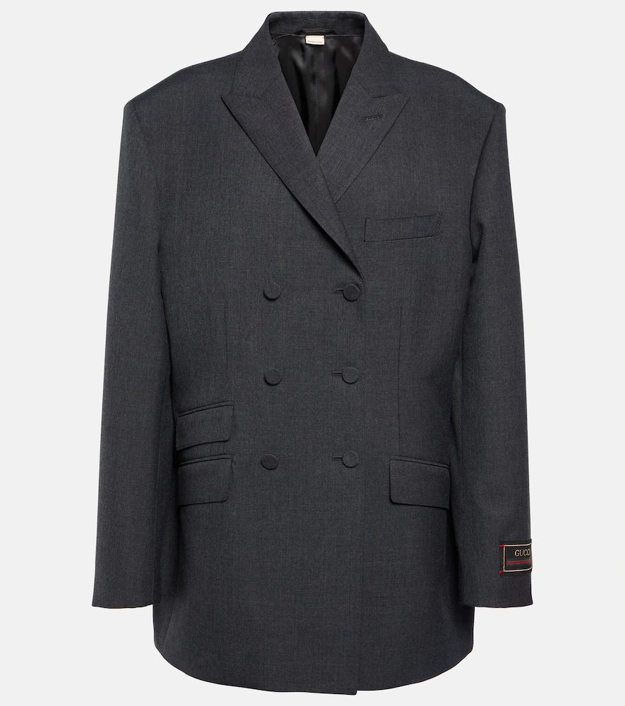 Wool-blend double-breasted blazer