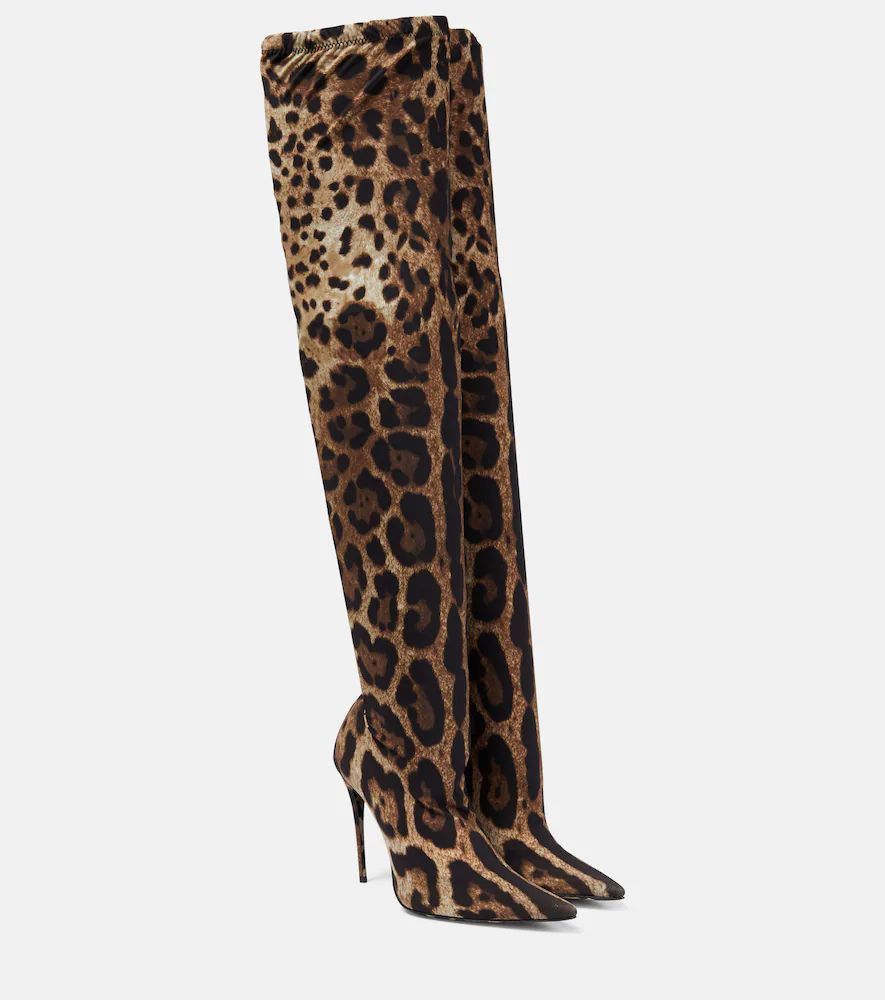 x Kim leopard-print over-the-knee boots