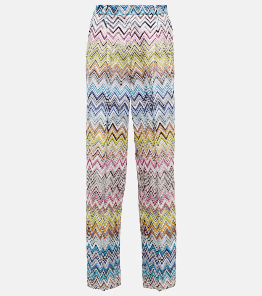 Zig-zag knit cotton-blend pants