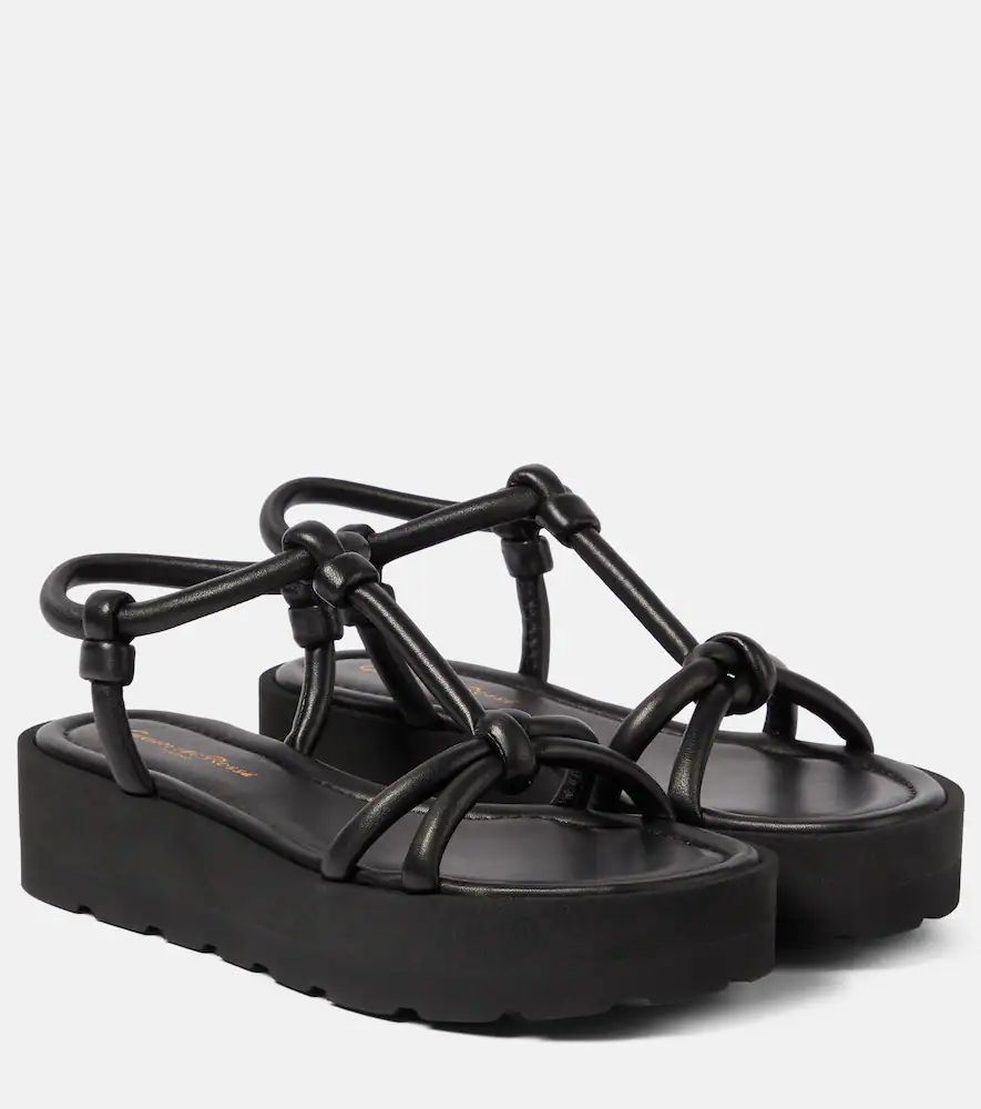 Knot leather platform sandals