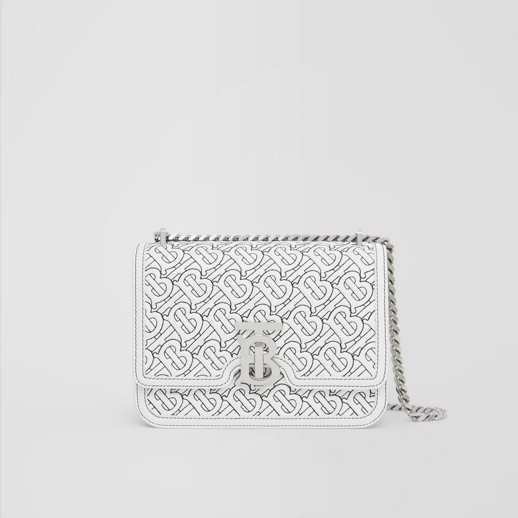 Small Quilted Monogram Lambskin TB Bag, White