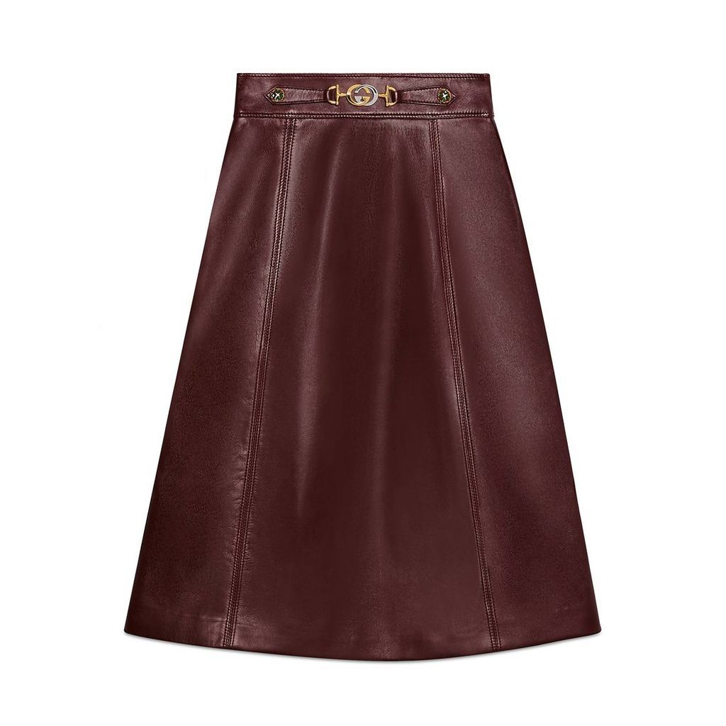 Leather skirt with Interlocking G detail