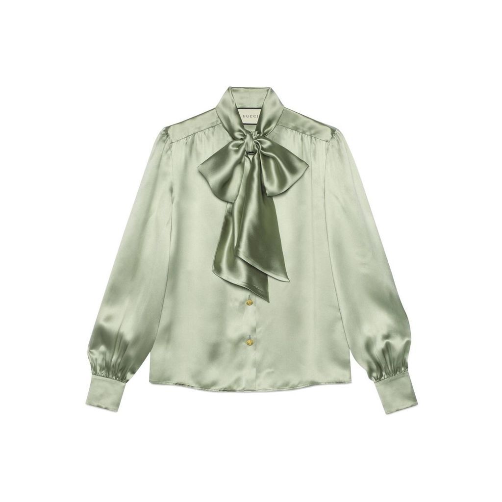 Satin shirt with neck bow