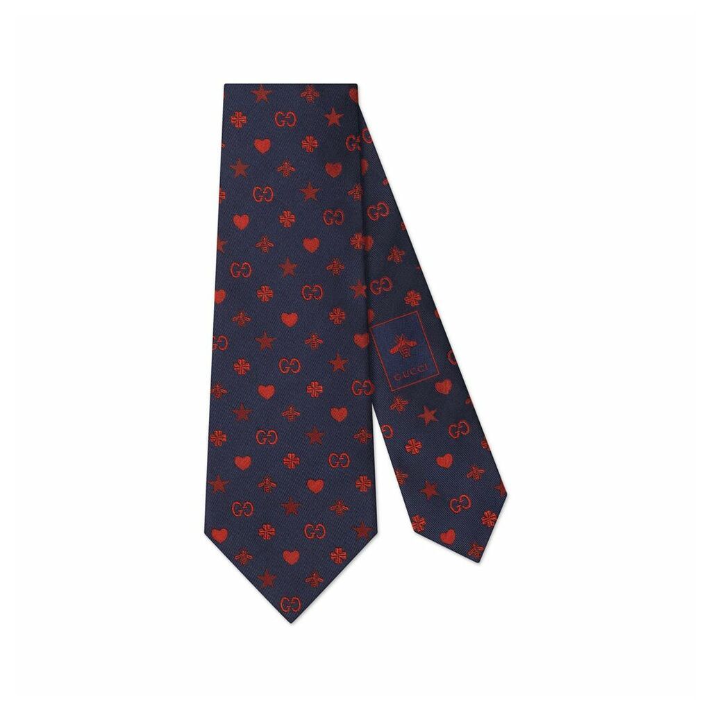 Symbols motif silk tie