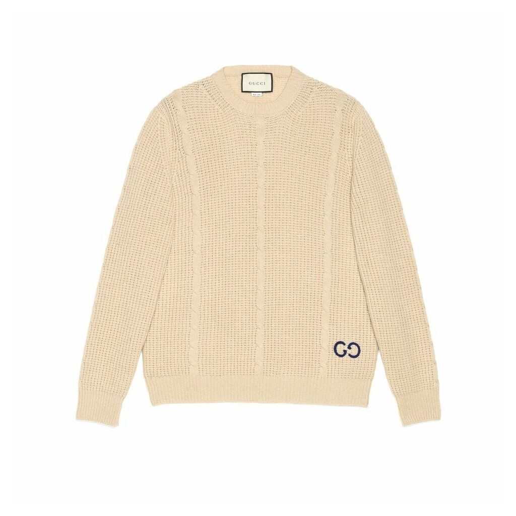 Cable knit wool jumper with GG