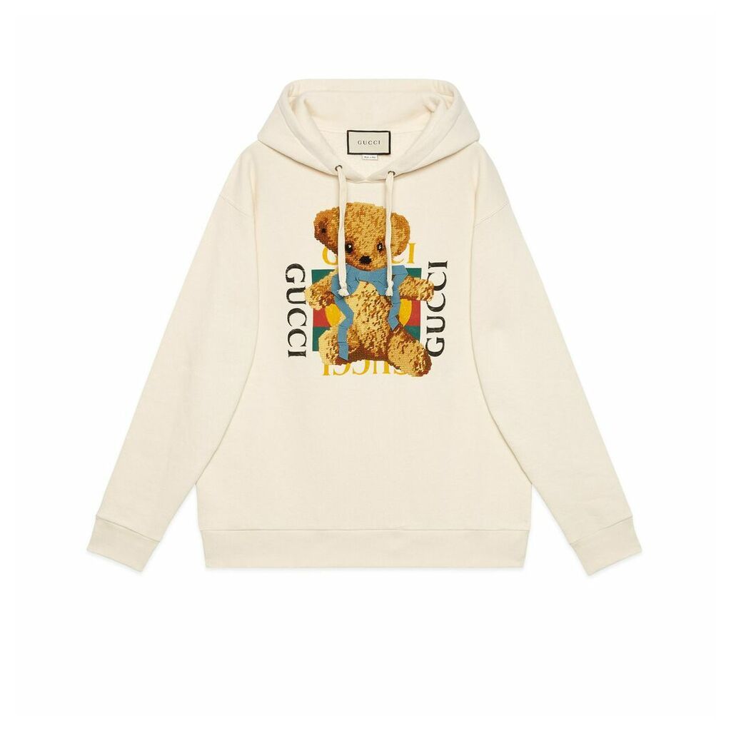 Oversize sweatshirt with Gucci logo and teddy bear