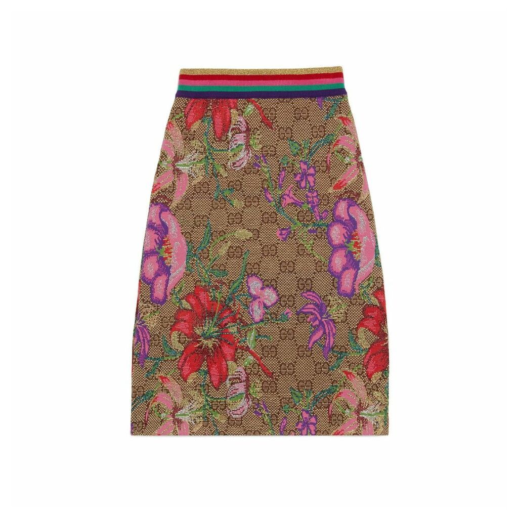 GG Flora wool jacquard skirt