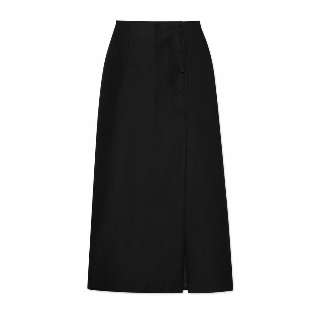 Cotton viscose faille skirt with slit