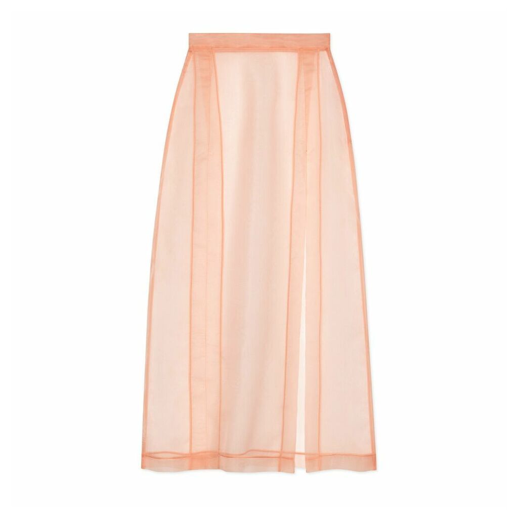 Silk organdy skirt with slit