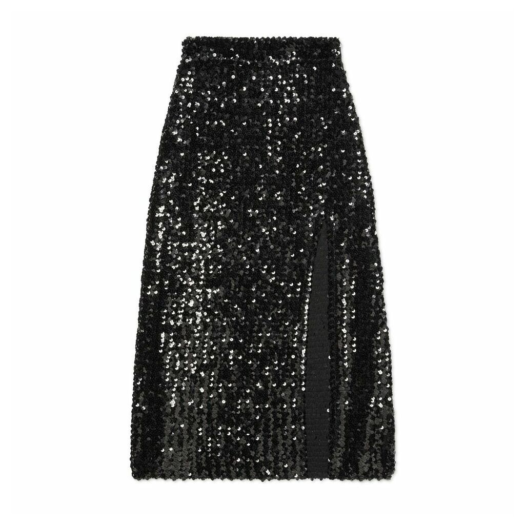 Sequin embroidered skirt with slit
