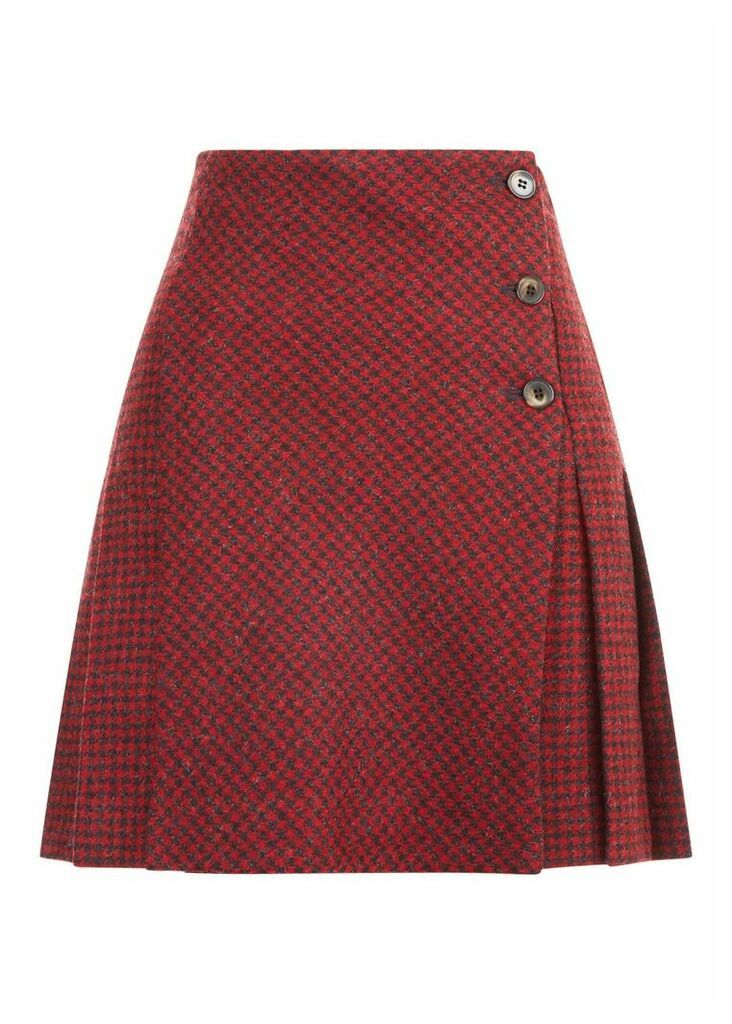 Holly Wool Skirt Red Charcoal