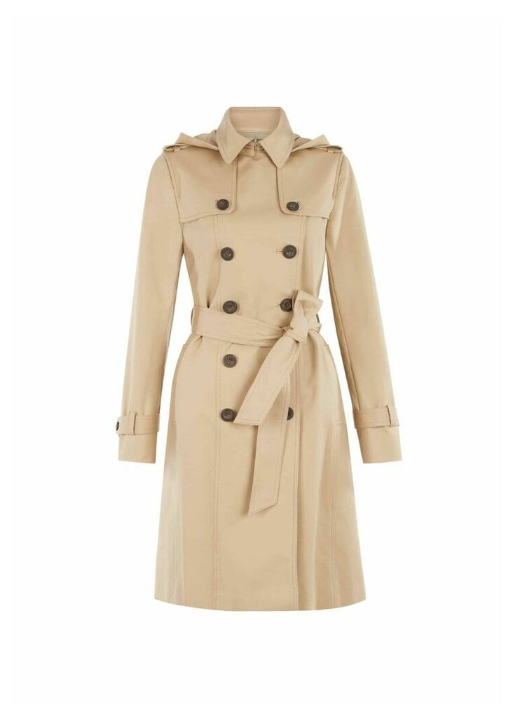 Hooded Saffie Trench Coat Neutral