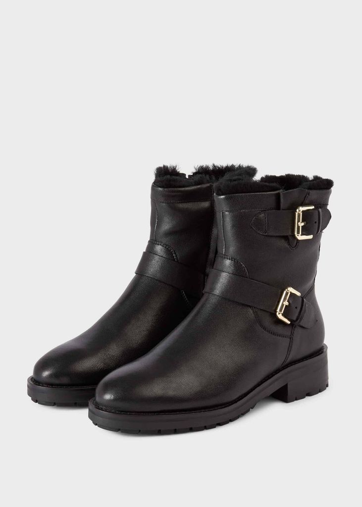 Phillipa Leather Ankle Boots Black