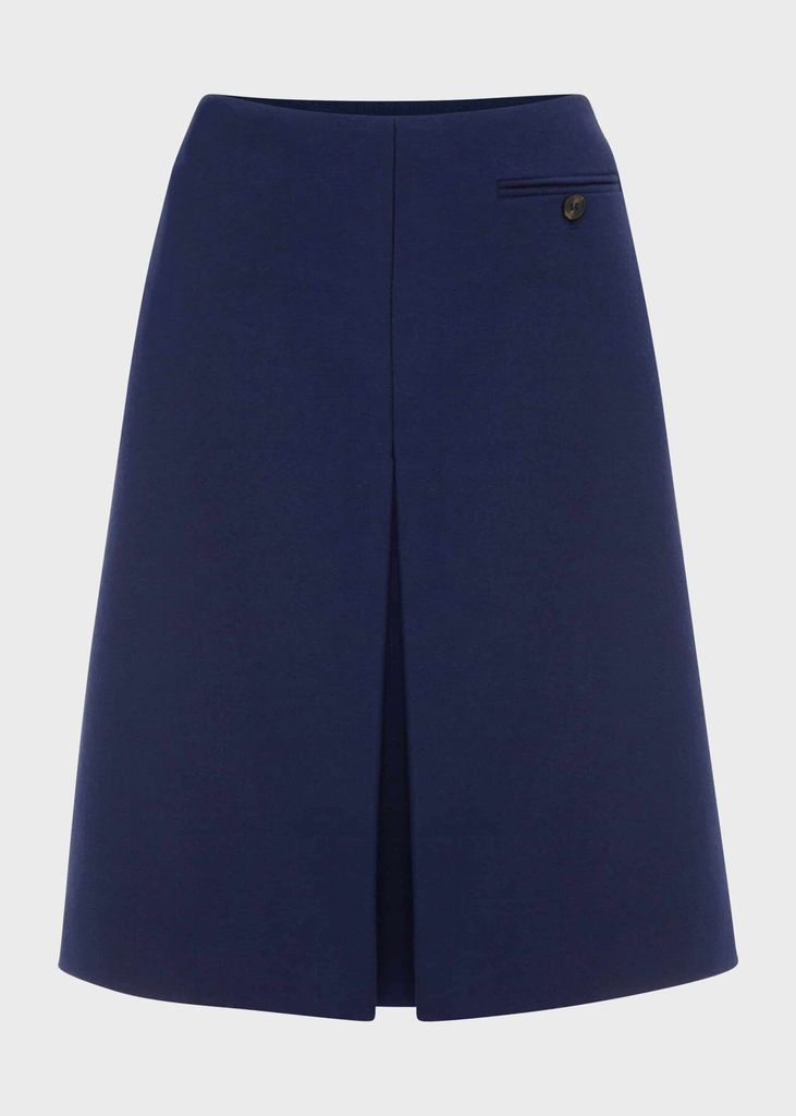 Allegra Wool Cashmere A Line Skirt Ink