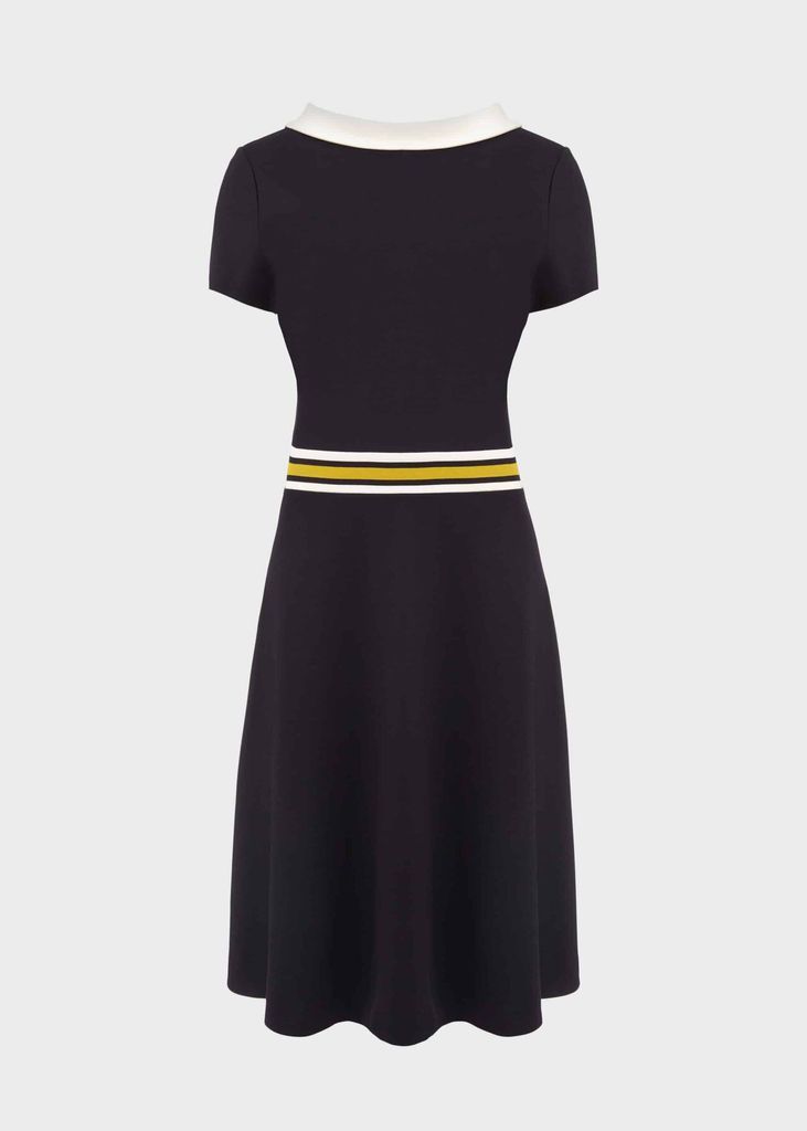 Betsy Jersey Fit And Flare Dress Navy Ivory