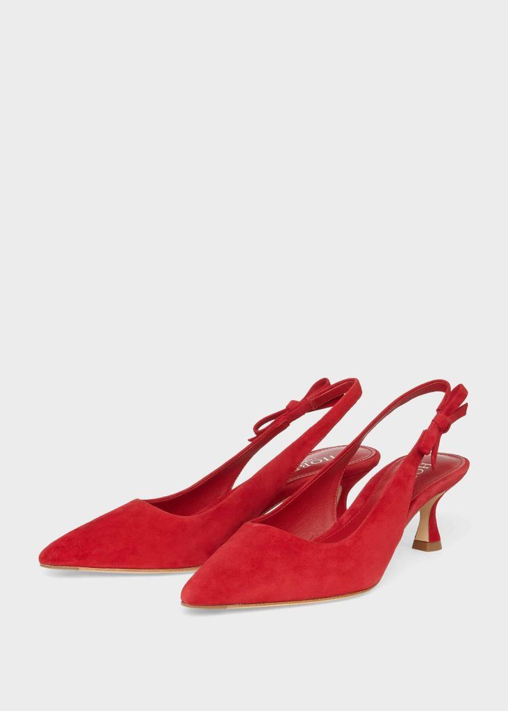 Julia Suede Slingback Shoes Poppy Red