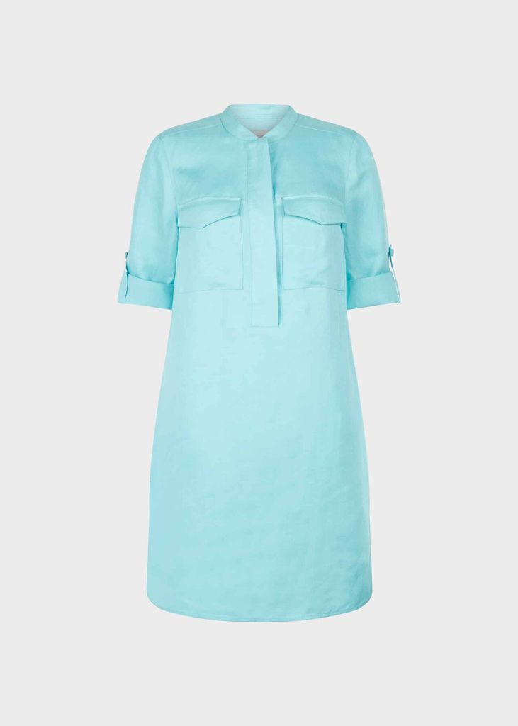 Milla Linen Blend Tunic Dress Aqua