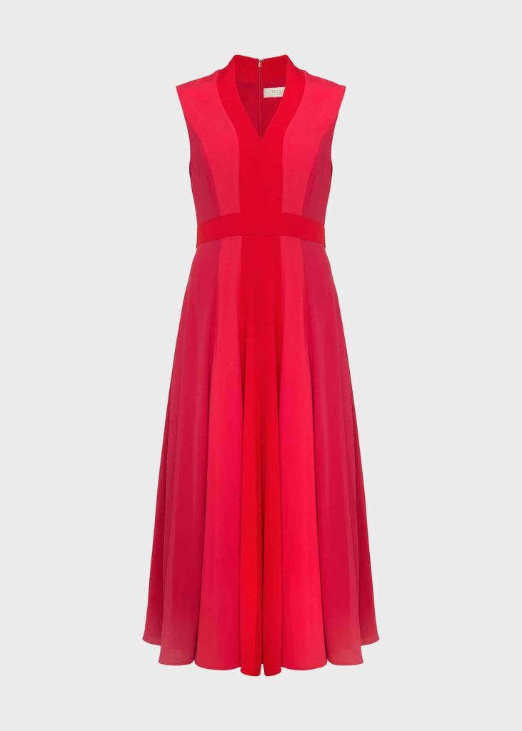 Jilly Colourblock V Neck Dress Raspberry Red