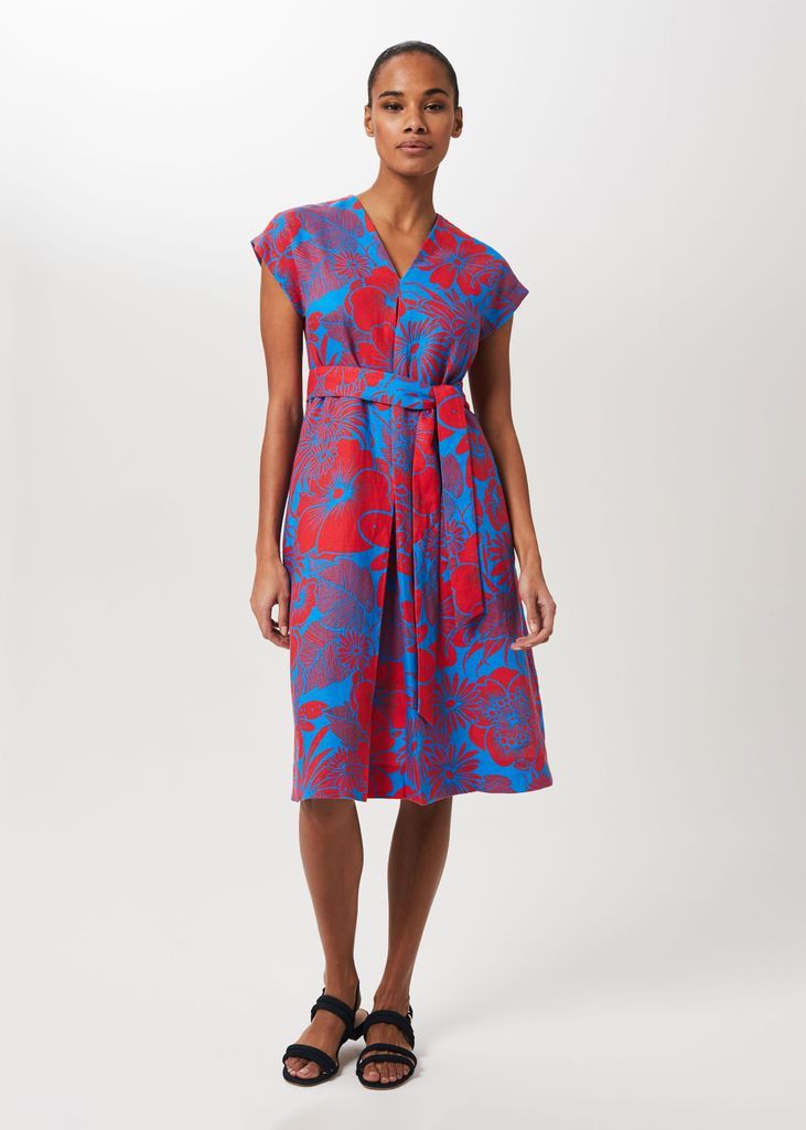 Women's Etty Linen V-Neck Midi Dress