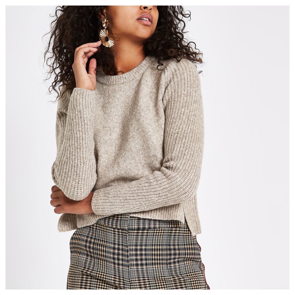 River Island Womens Light Brown cropped crew neck jumper