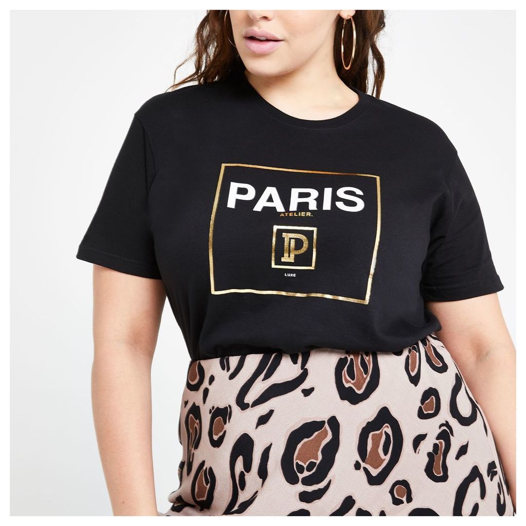 Womens Plus Black 'Paris' T-shirt