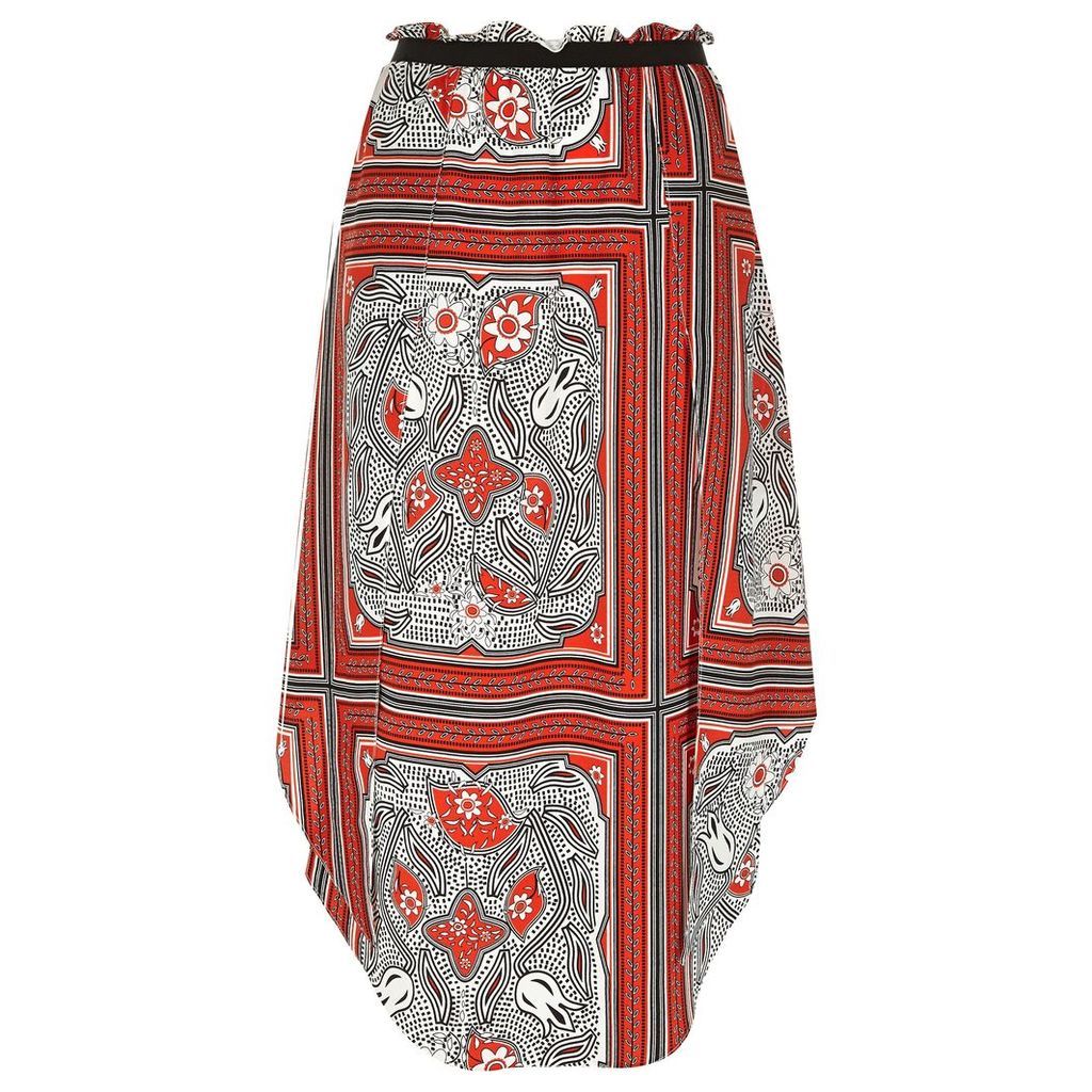 River Island Womens Red floral print hanky hem skirt