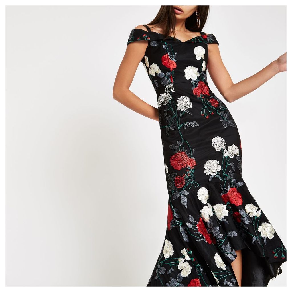 Womens Chi Chi London Black floral bardot dress