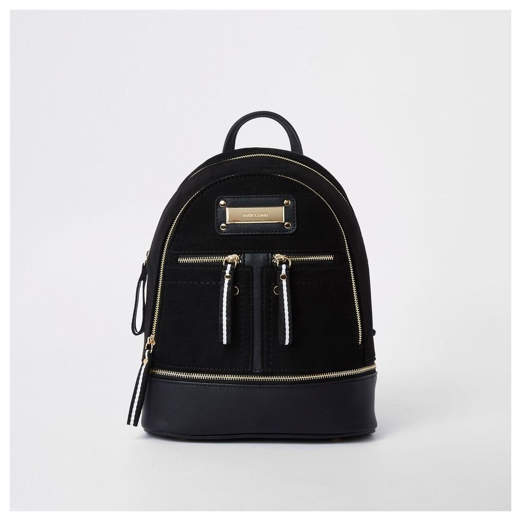 Womens Black mini zip pocket backpack