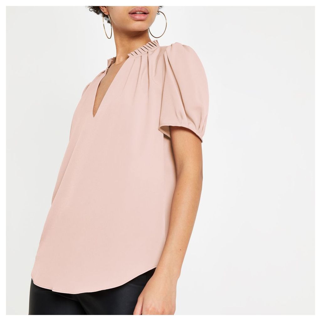 Womens Pink V neck shell top