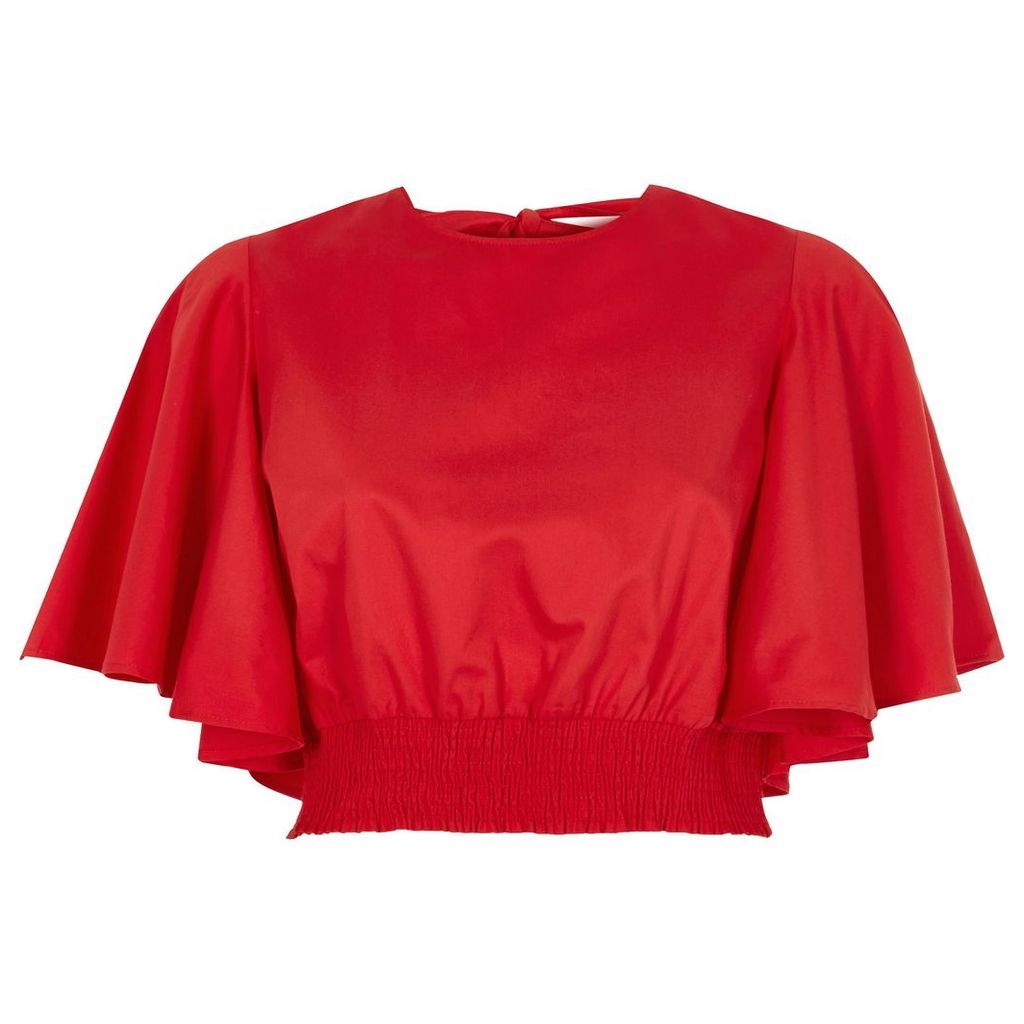 River Island Womens Red frill short sleeve shirRed crop top