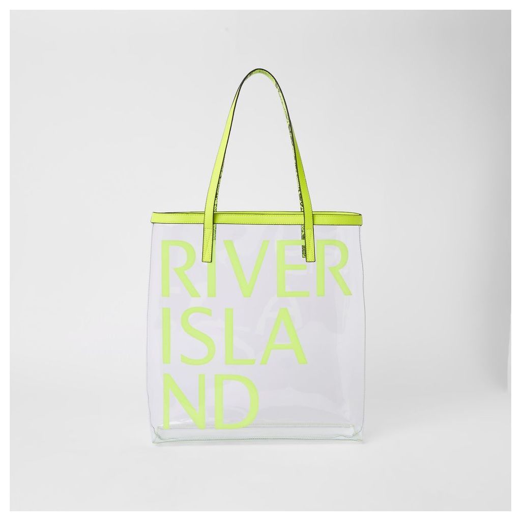 Womens Neon green perspex RI beach bag