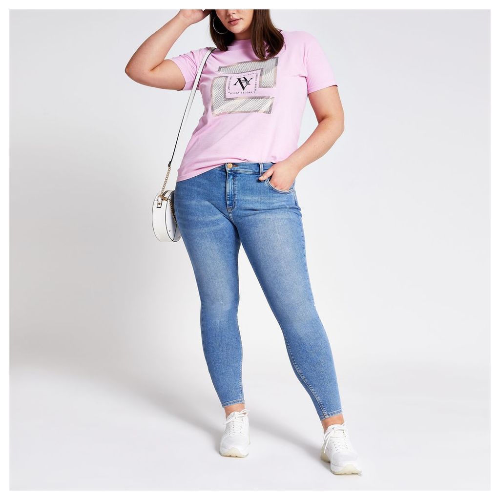 Womens Plus Pink printed T-shirt