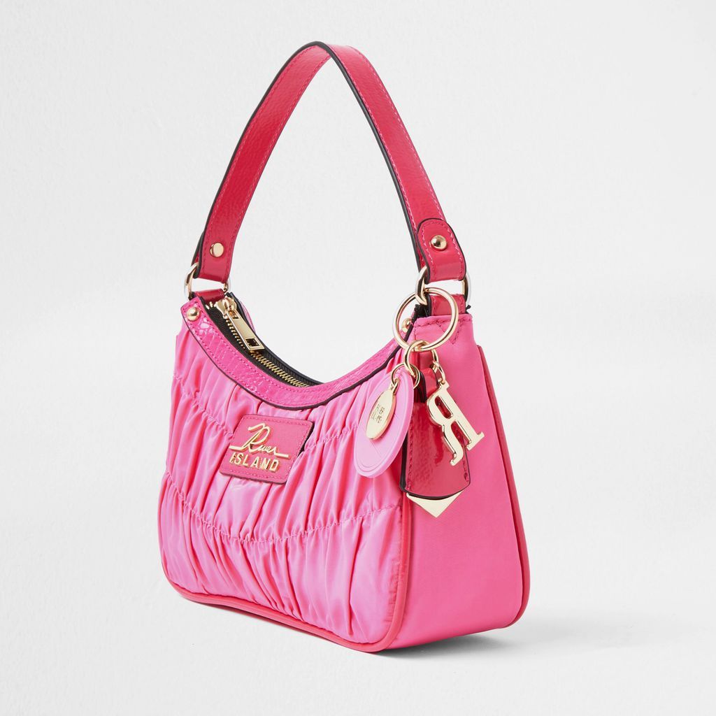 Womens Pink ruched RI shoulder bag