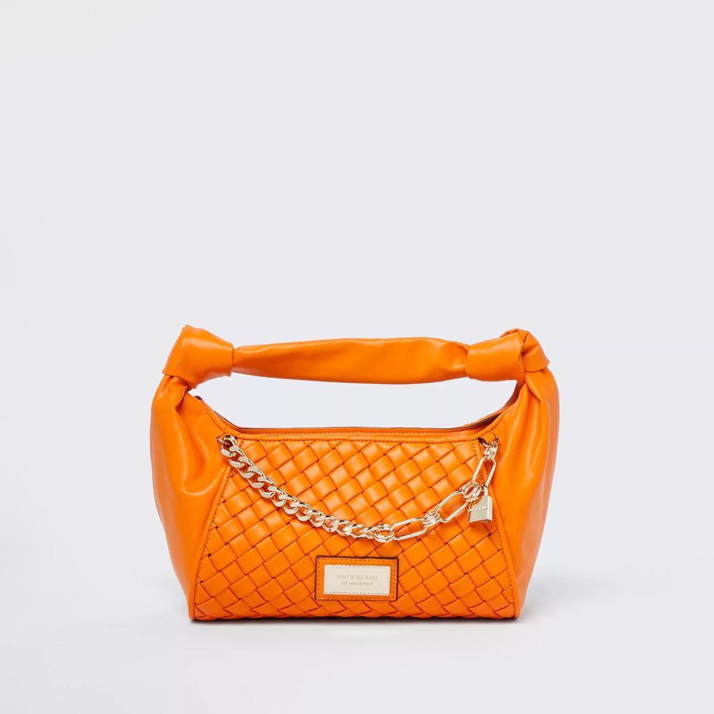 Womens Orange woven scrunch bag