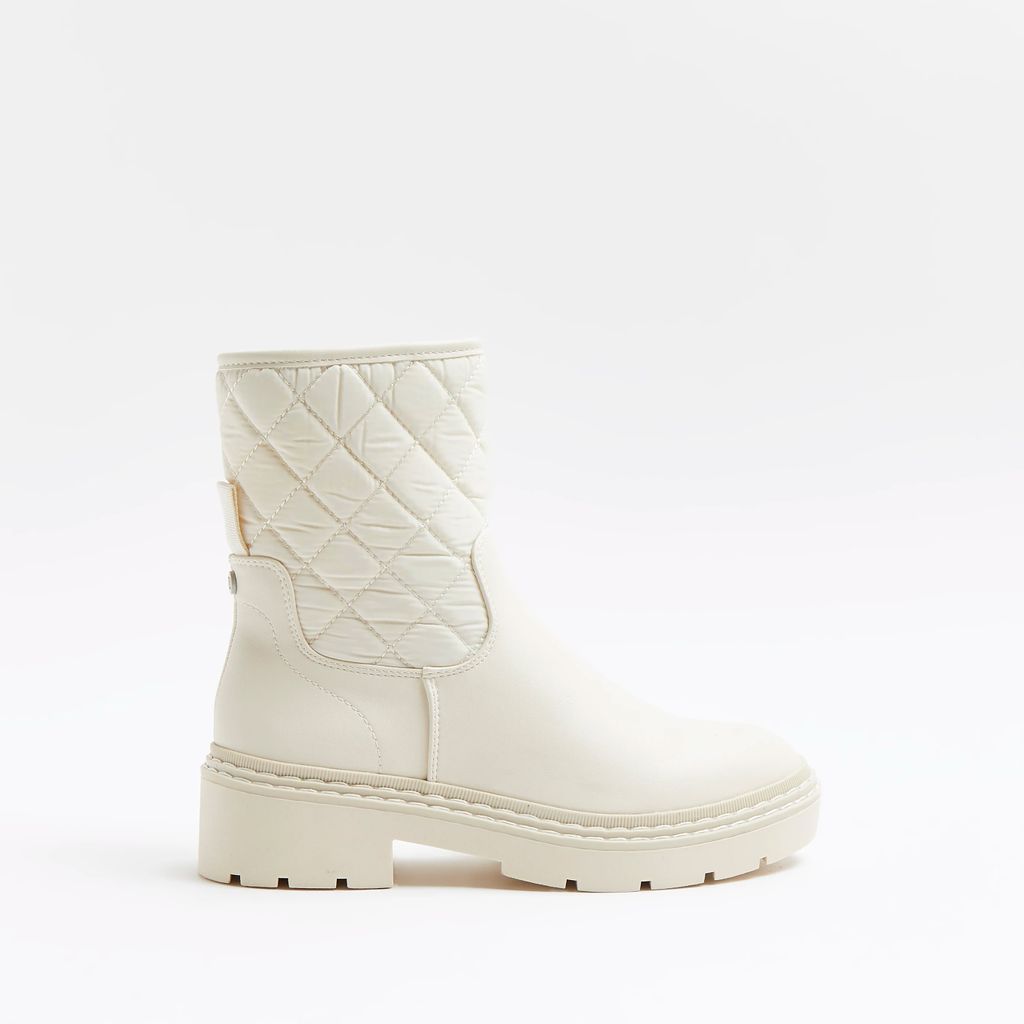 Womens Cream quilted boots