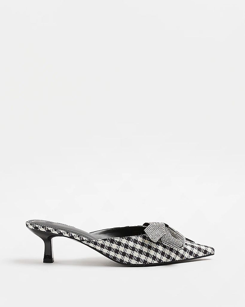 Womens Black gingham heeled court shoes